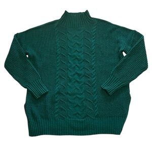 Maurices drop shoulder mock neck cable knit sweater Hunter Green Size Large
